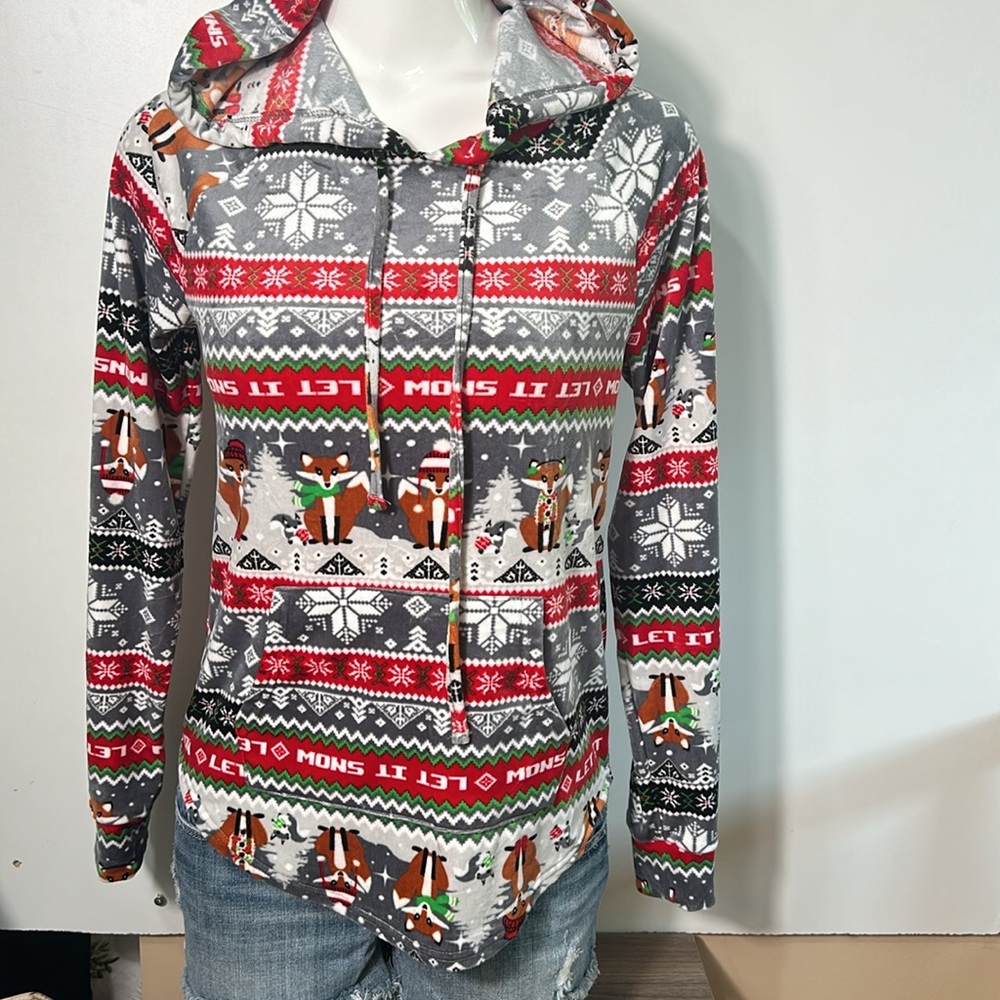 NO BOUNDARIES CHRISTMAS PULLOVER REINDEER LET IT SNOW SIZE M 7-9